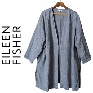 ❌SOLD❌ Eileen Fisher Linen Long Cardigan Jacket 2X blue